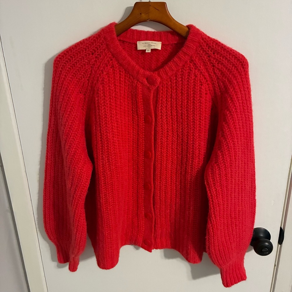 Sézane Emile Red Alpaca and Wool Cardigan